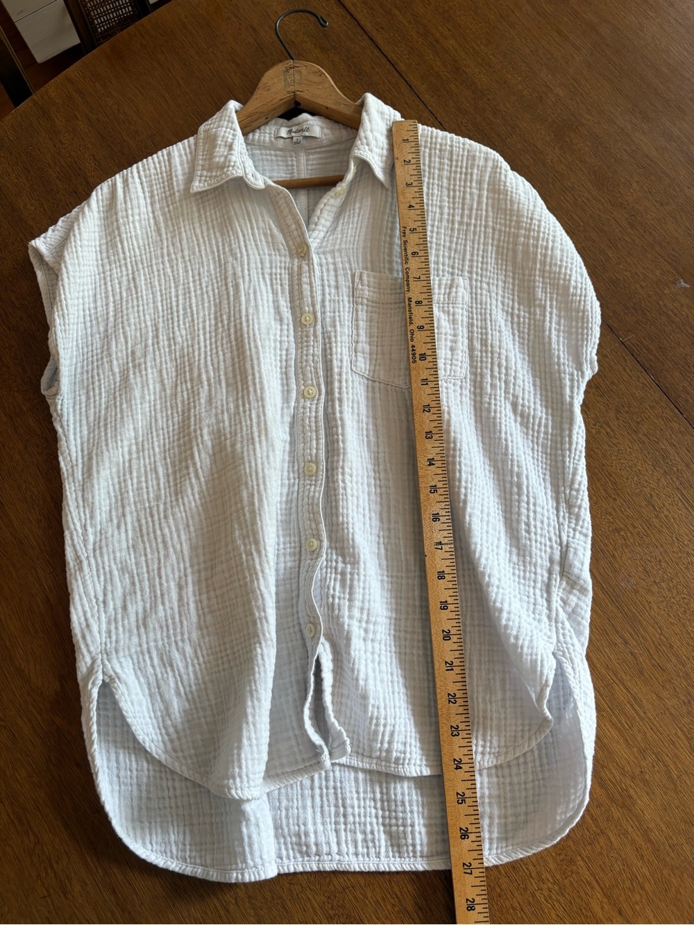 Madewell White Gauze Button-Down Cap Sleeve Shirt - Picture 5 of 5